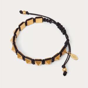 Valentino Garavani Rockstud Bracelet in Waxed Cotton and Metal